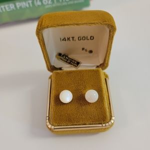 Vintage Ralph Lauren Mother of Pearl and Gold Stud Earrings